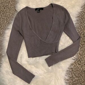 Long Sleeve Ribbed Crop Top